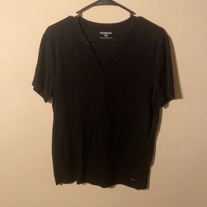 Black Express Henley Deep V